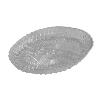 Glass aperitif dish with compartments