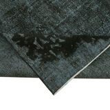 Hand-Knotted Hi-Low Pile Oriental 1980s 144 cm x 245 cm Black Carpet