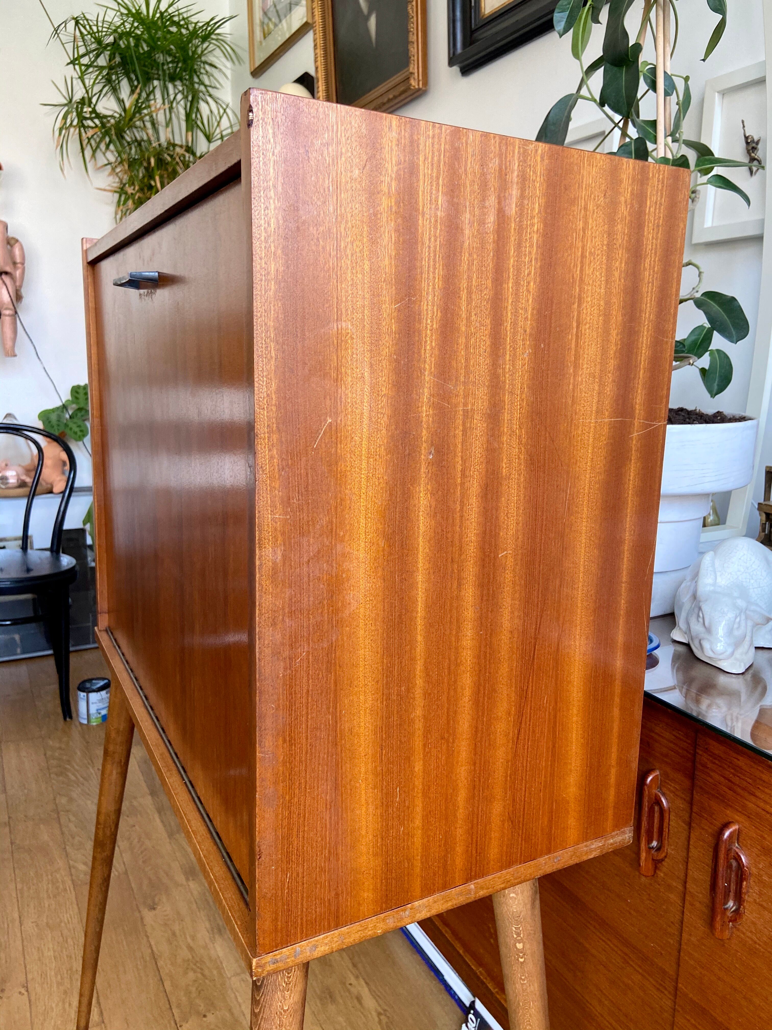 Scandinavian writing basket in wood 1960