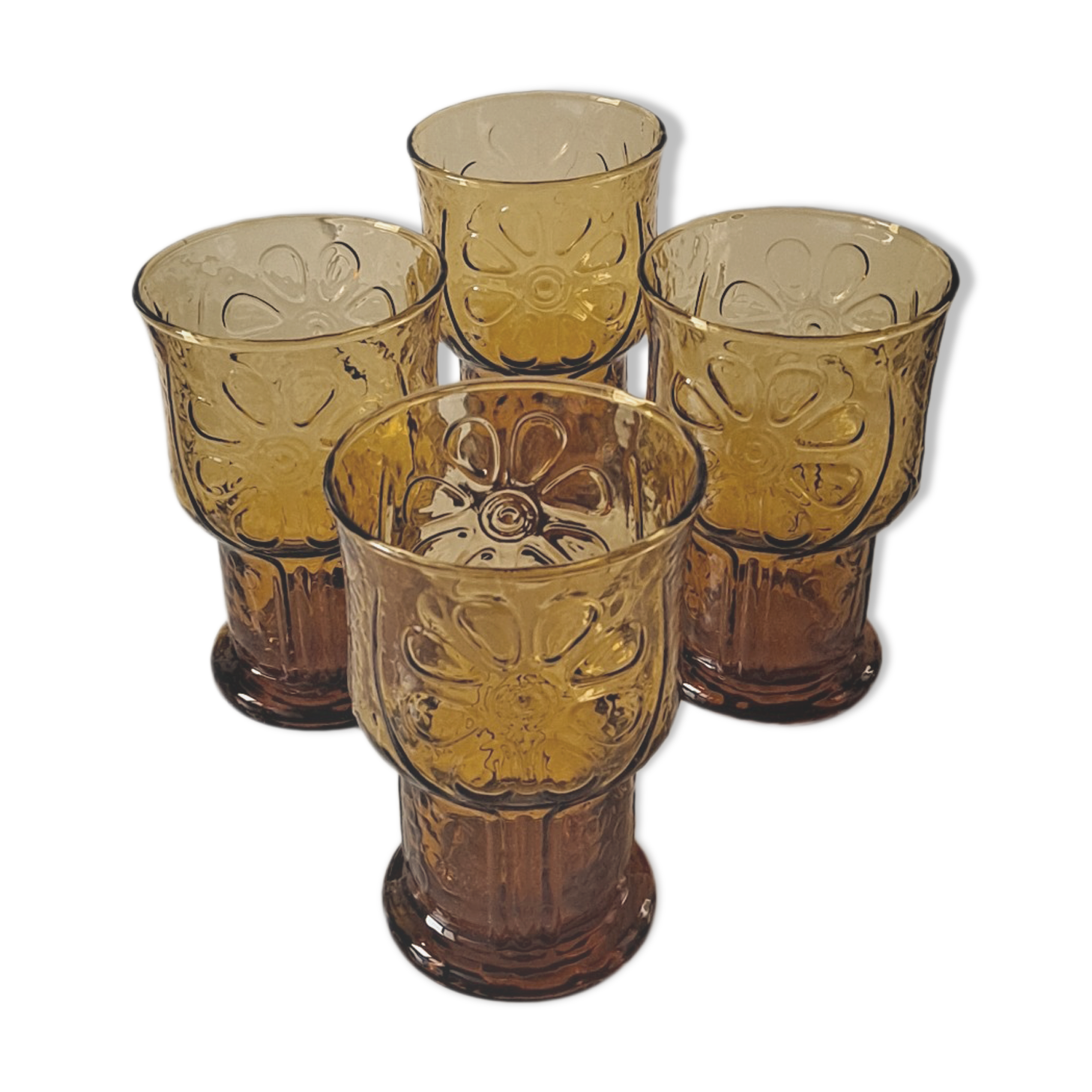 Amber floral relief glasses