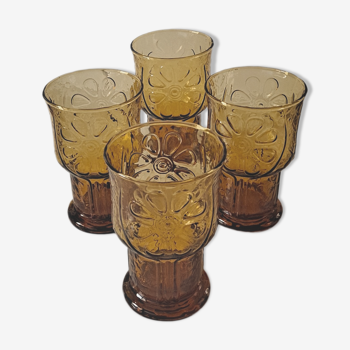 Amber floral relief glasses