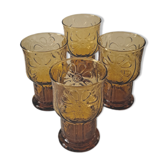 Amber floral relief glasses