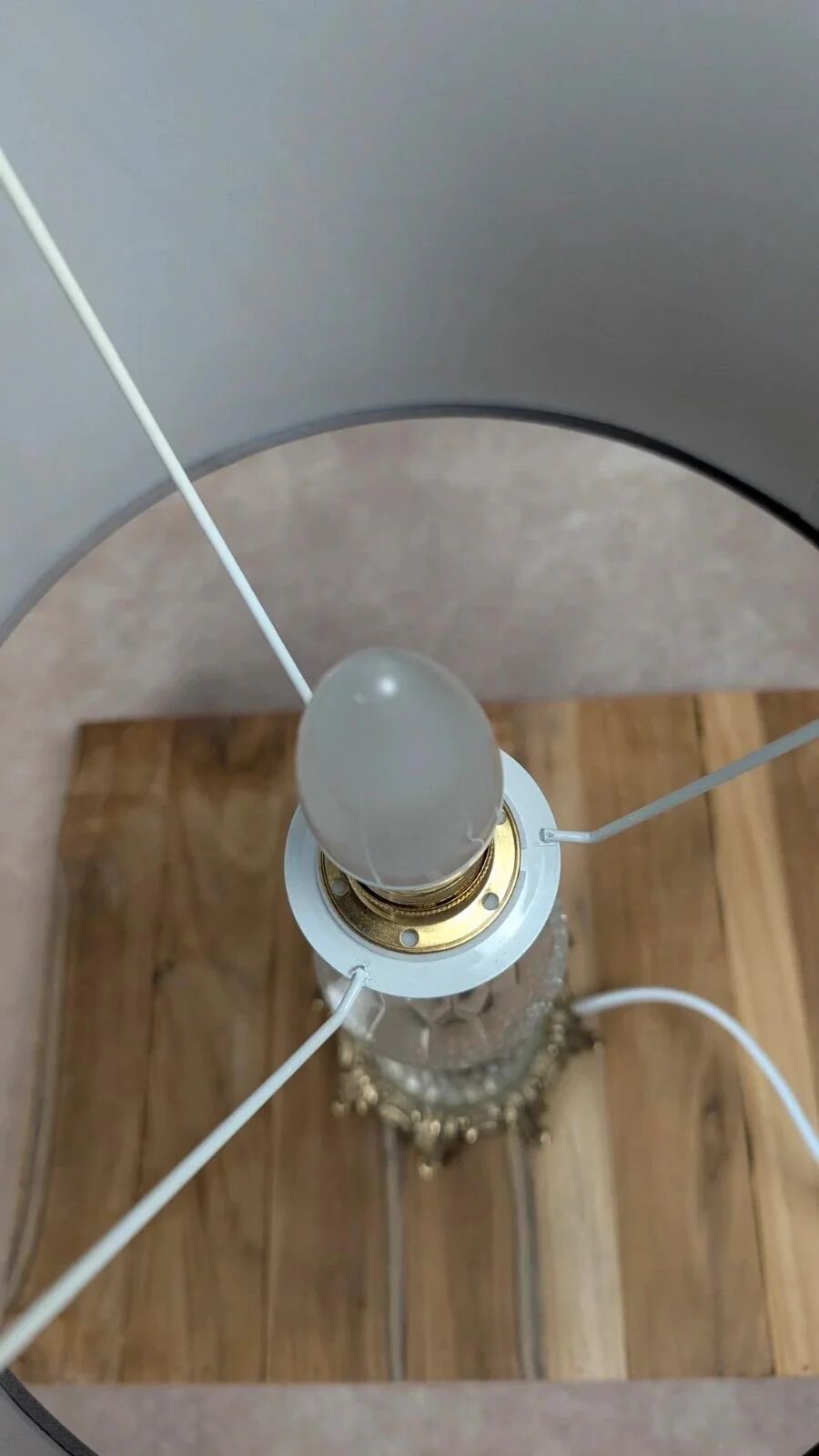 Lampe vintage verre et laiton années 50-60