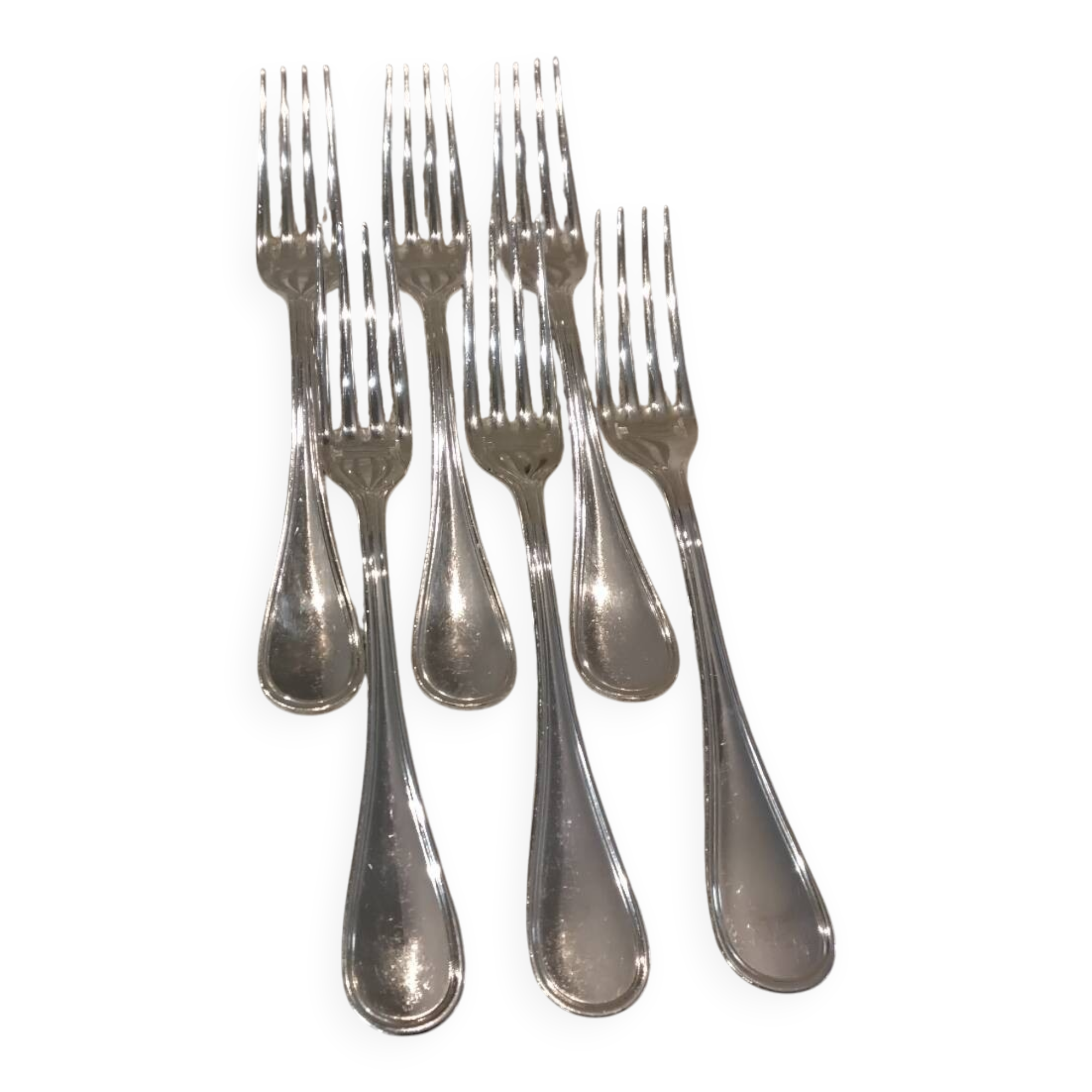 6 silver-plated dessert forks by Christofle, Albi pattern