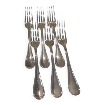 6 fourchettes à dessert métal argenté orfèvre Christofle modèle Albi