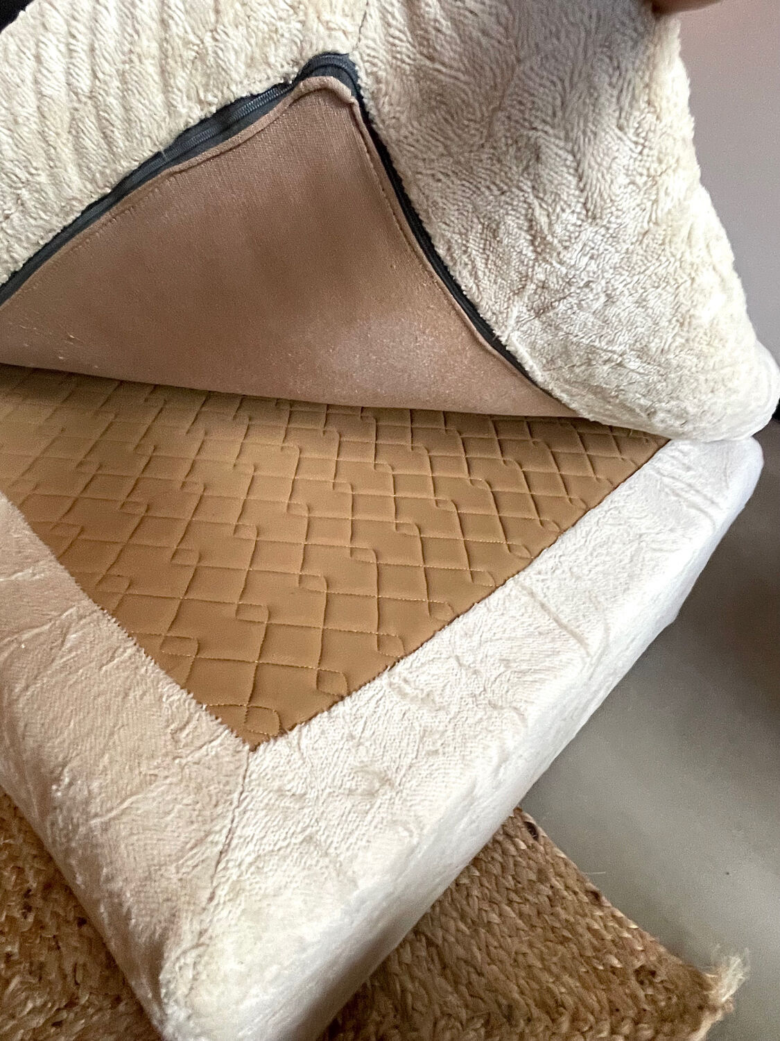 Modular corner sofa white pluche 7 elements