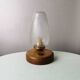 Vintage wooden table lamp with glass lampshade, 80s