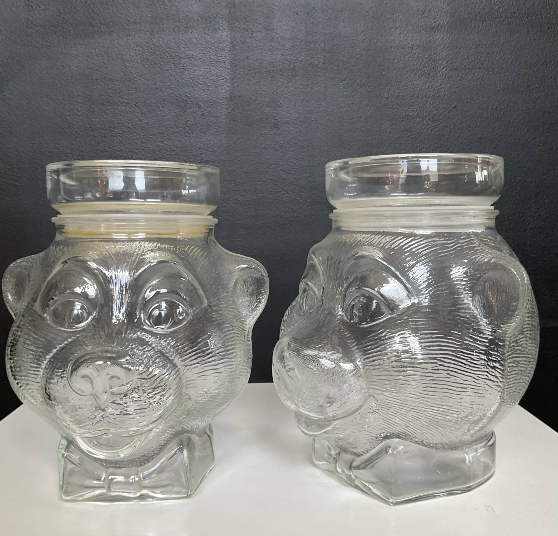Pair of vintage jars candy jar bear head