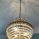 Brass tassel basket chandelier