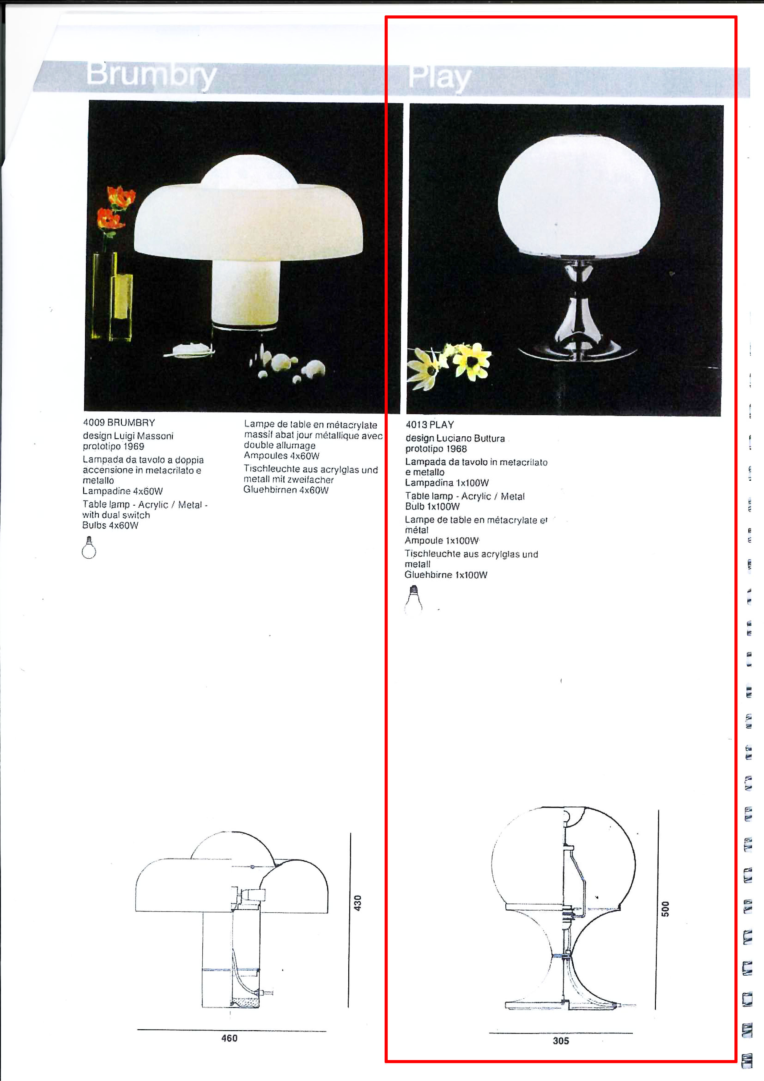 Mushroom lamp designed by Luciano Buttura for Harveiluce, 1968
