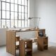 Ensemble bureau, console et 2 tabourets en chêne massif