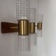 Pair of vintage wall lights, brass and molded glass, Sweden 1960s