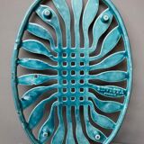 Old flat rest in enamelled cast iron celadon green