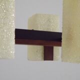 Vintage Retro Scandinavian Style 6 Light Teak Brass & Perspex Chandelier 4444