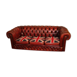 Red 3 x seater chesterfiel with Union Jack cushions