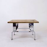 Table basse en laiton gravé à l'acide et pierre d'agate par Christian Krekels