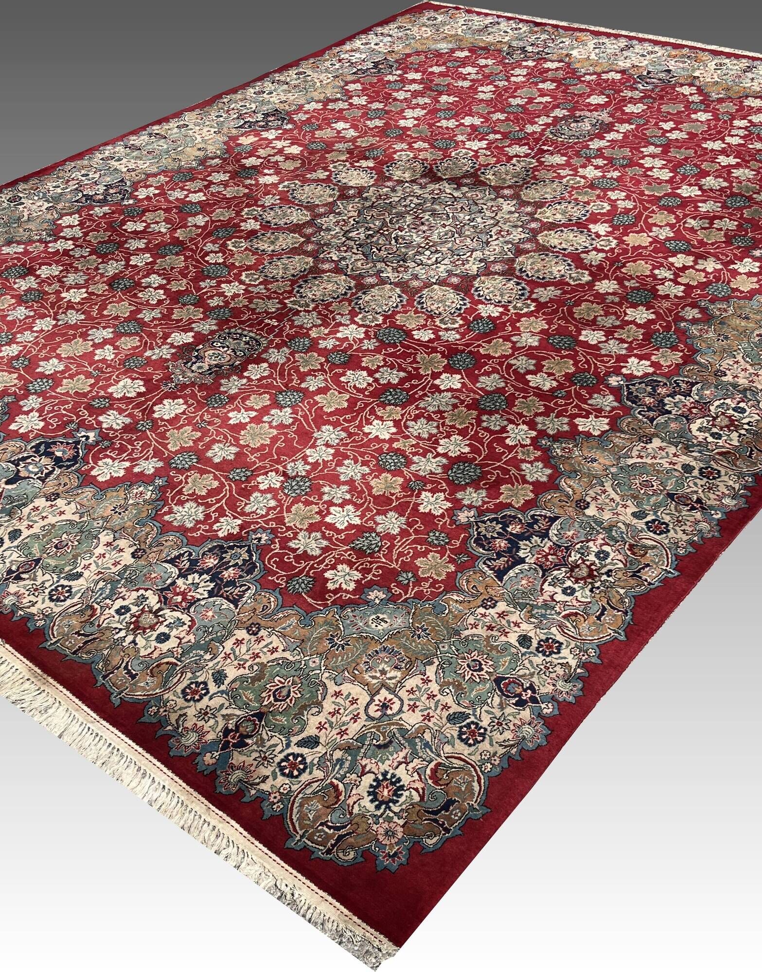 Large Oriental Rug Iran, Kashan Persian - 4.45 x 3.30 Meters - Mid 20th Century: Kork Wool
