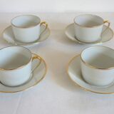 4 tasses à café filé doré Limoges création Dessagne, années 40