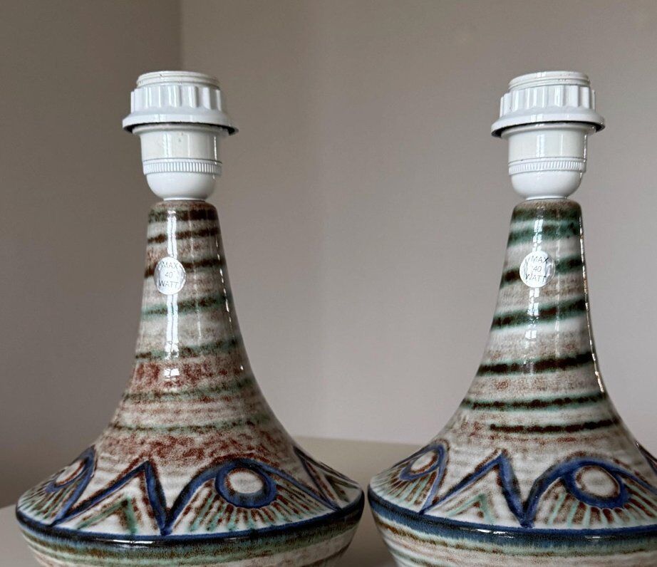 Lampes de table en grès du milieu du siècle de Søholm Stentøj, Danemark, années 1960, ensemble de 2