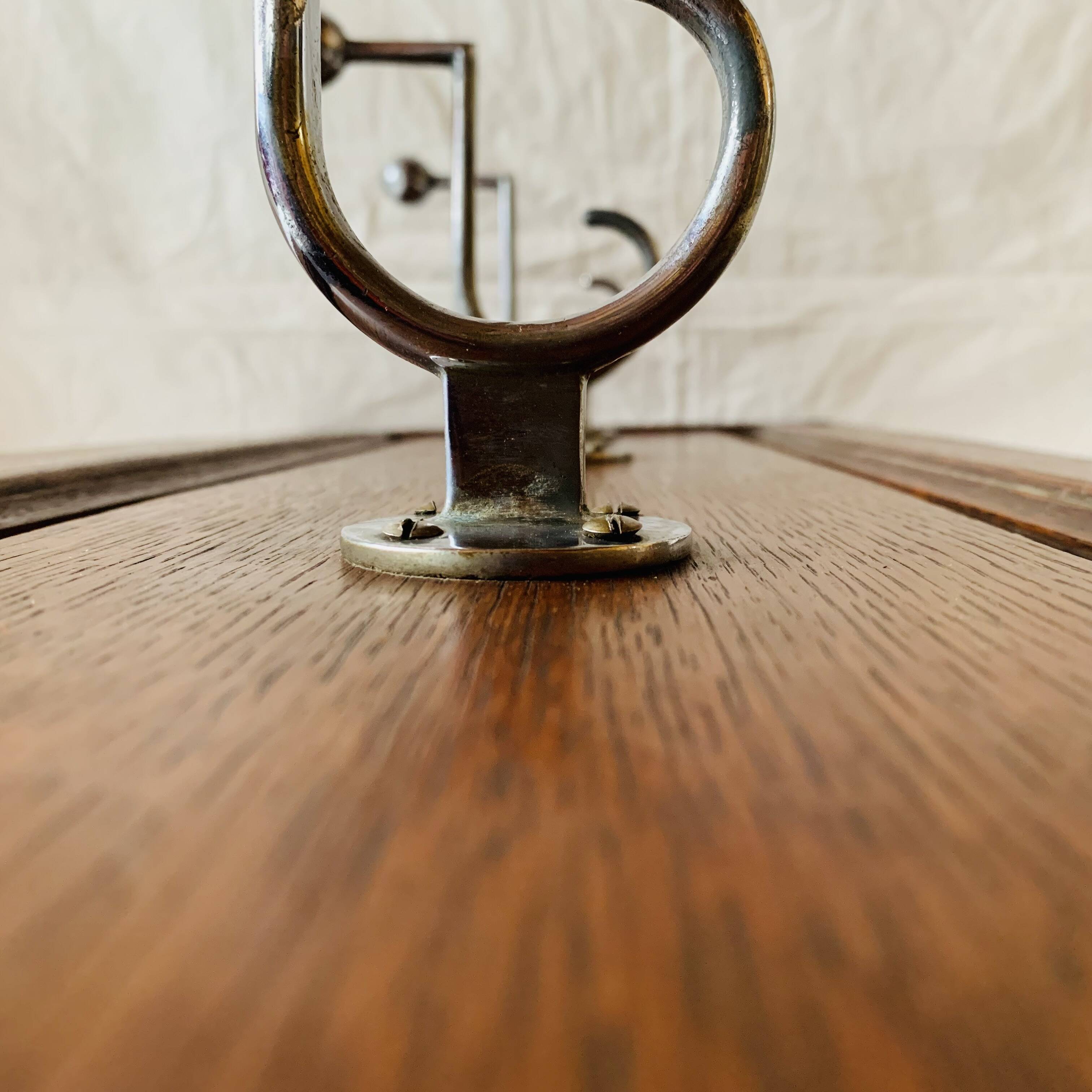 Art Deco wall-mounted coat rack in solid wood - 5 hooks