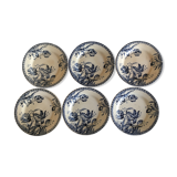 Set of 6 flat Tulips earthenware plates of Gien of the nineteenth century