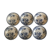 Set of 6 flat Tulips earthenware plates of Gien of the nineteenth century