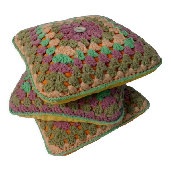 3 coussins au crochet vintage — Beyit