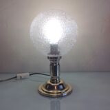Brass bedside lamp and bubbled glass globe / vintage 60s-70s