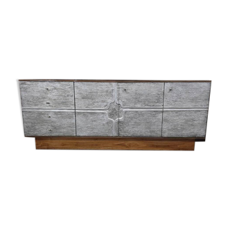 Vintage brutalist wooden sideboard / chest of drawers / buffet