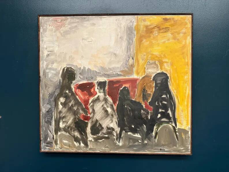 Original Danish Oil on Canvas“Figurative Composition” by Max Bilde