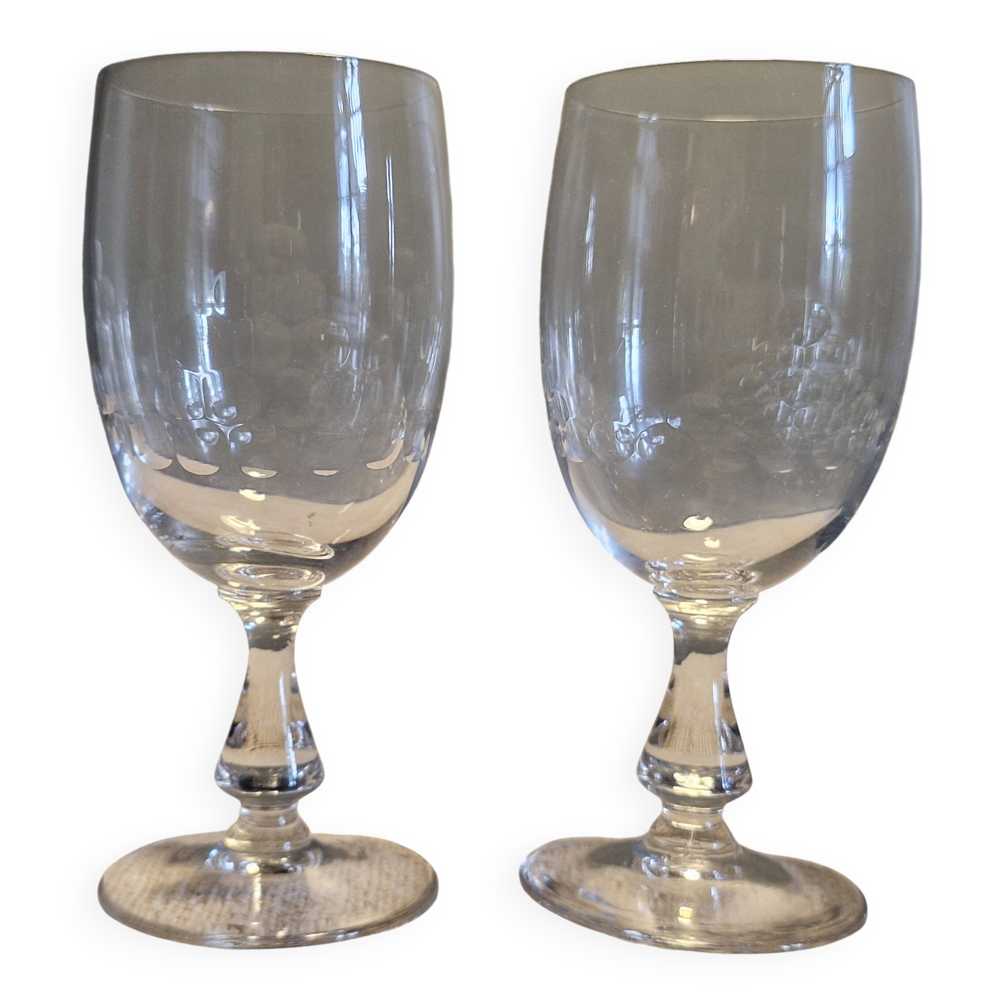 2 antique Baccarat crystal wine glasses, scales model, 1920s/30s