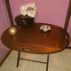 Teak wood coffee table, oval shape, folding boat style 1970