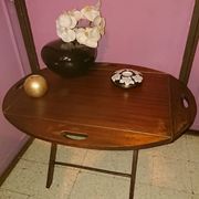 Teak wood coffee table, oval shape, folding boat style 1970