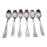 6 large mismatched old silver metal spoons