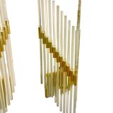 Pair of Murano glass wall lamps with gilded structure, Sciolari, Italy 1970