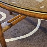 Bamboo and smoked glass coffee table 1970
