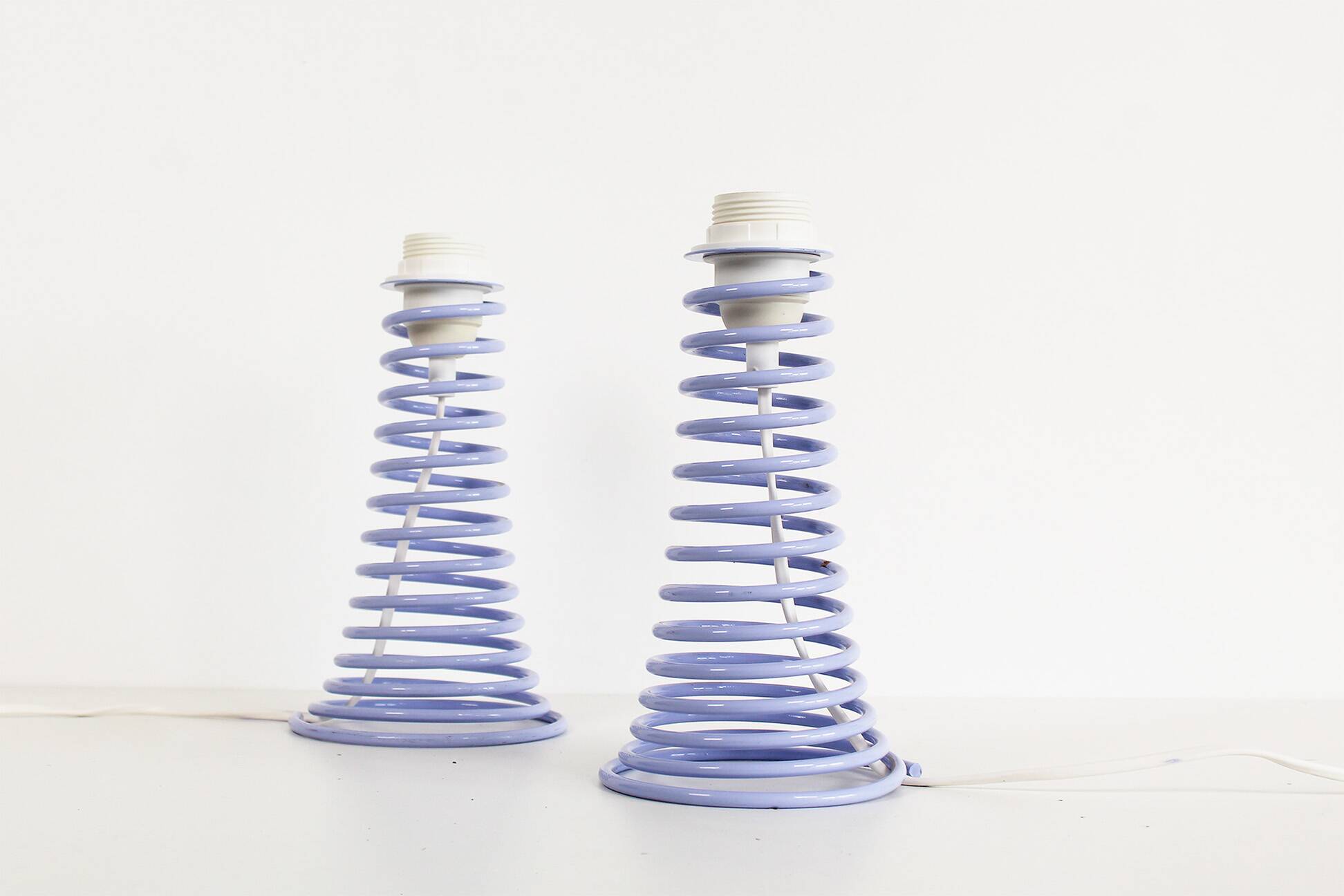 Playful set (2) of vintage 'spring' table lamps