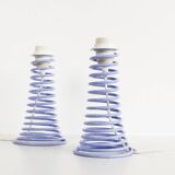 Playful set (2) of vintage 'spring' table lamps
