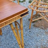 Vintage dining room attributed to Audoux and Minet in bamboo and rattan