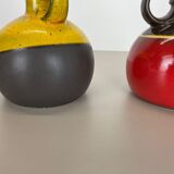 Set of two pottery vases "red yellow" objects by steuler ceramics germany, 1970s