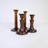 Mid-century set of 4 birch candlesticks by Carl Malmsten, Sweden, 1960s.