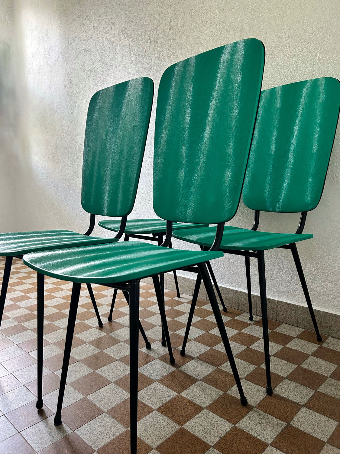 Green skai chairs from the 1950s