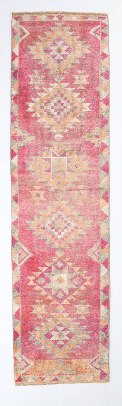 3x10 Rug For Kitchen Pink Turkish Runner Rug, 86x321Cm SK 18318