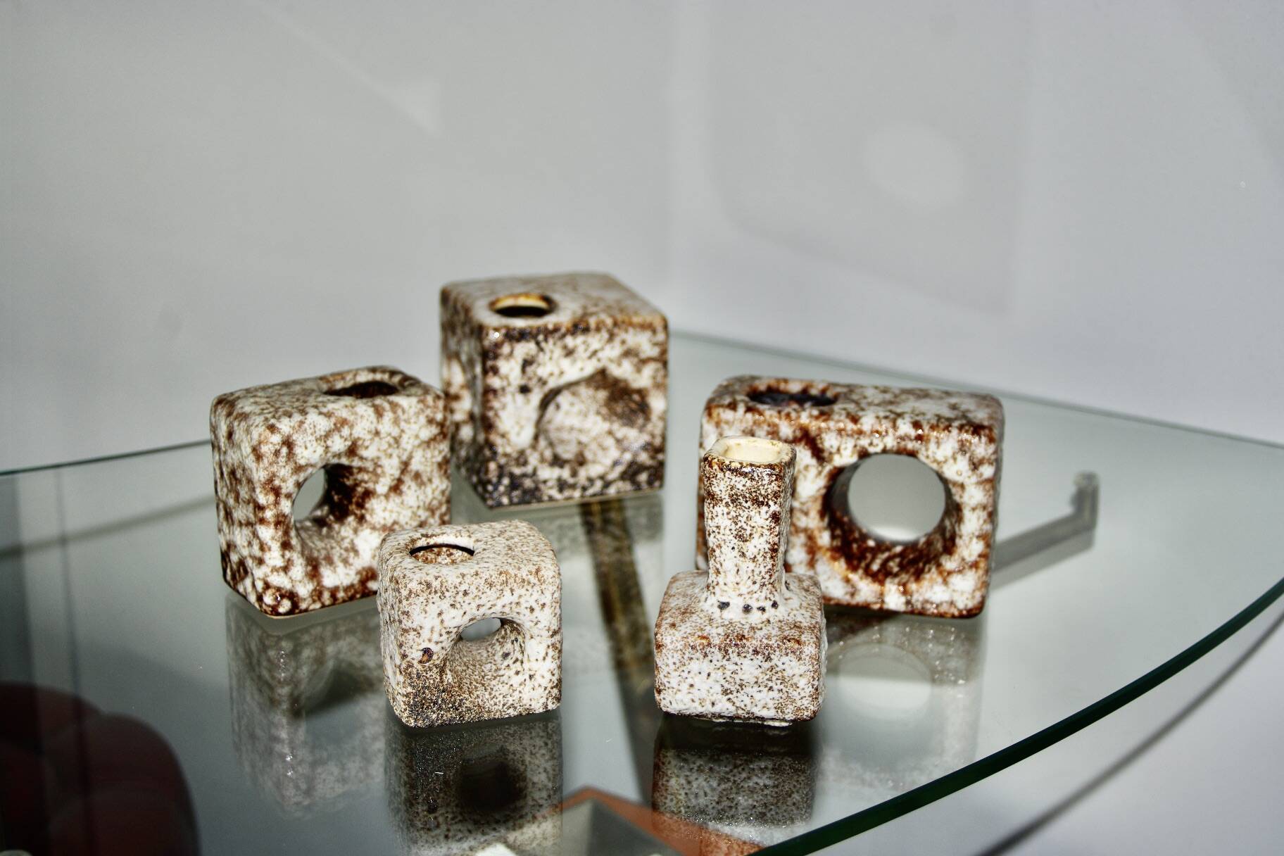 Set of vintage cubist ceramic vases by schaffenacker 1970