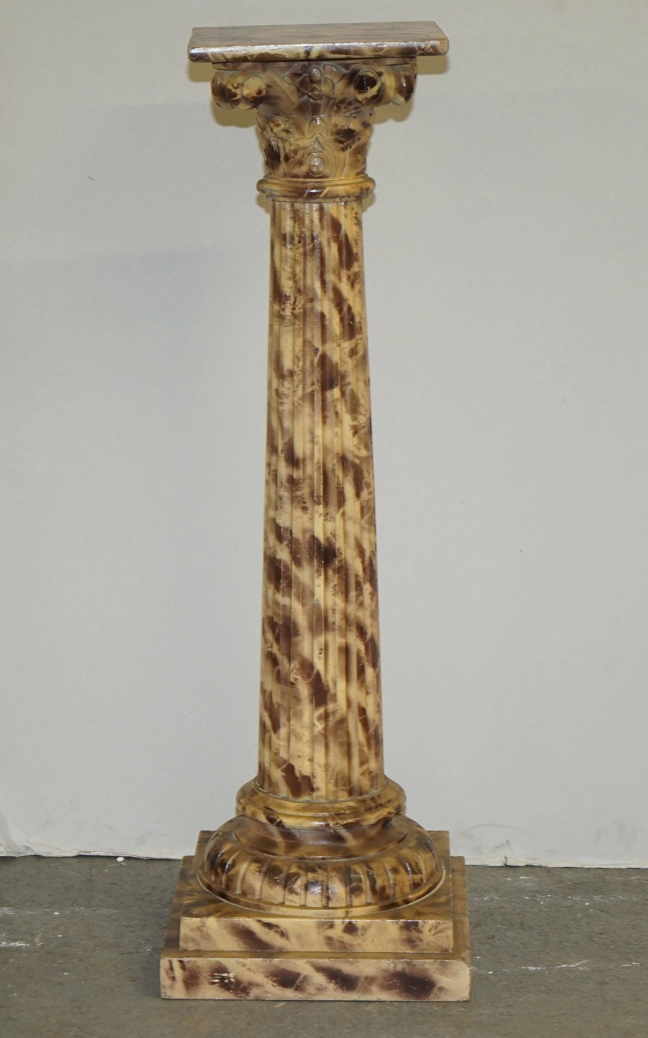 Pair of hand-carved Corinthian pillar bases
