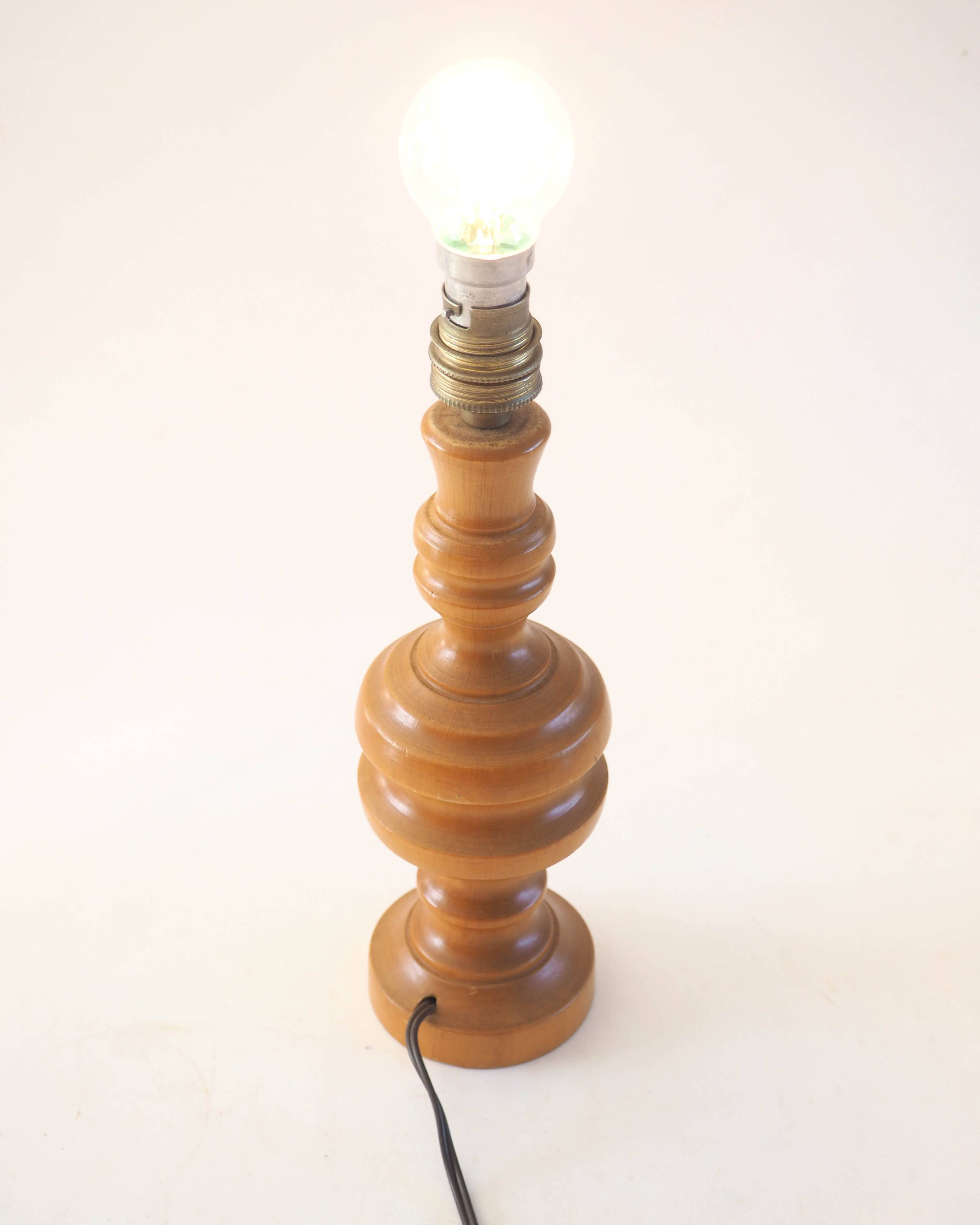 Turned wooden lamp base
