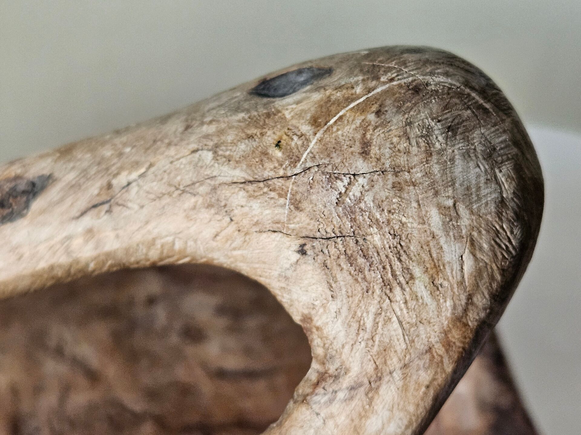 Vintage brutalist olive wood basket