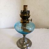 Bluish glass kerosene lamp