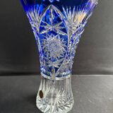 Large vase – Cut crystal lined with cobalt blue – Bohemia