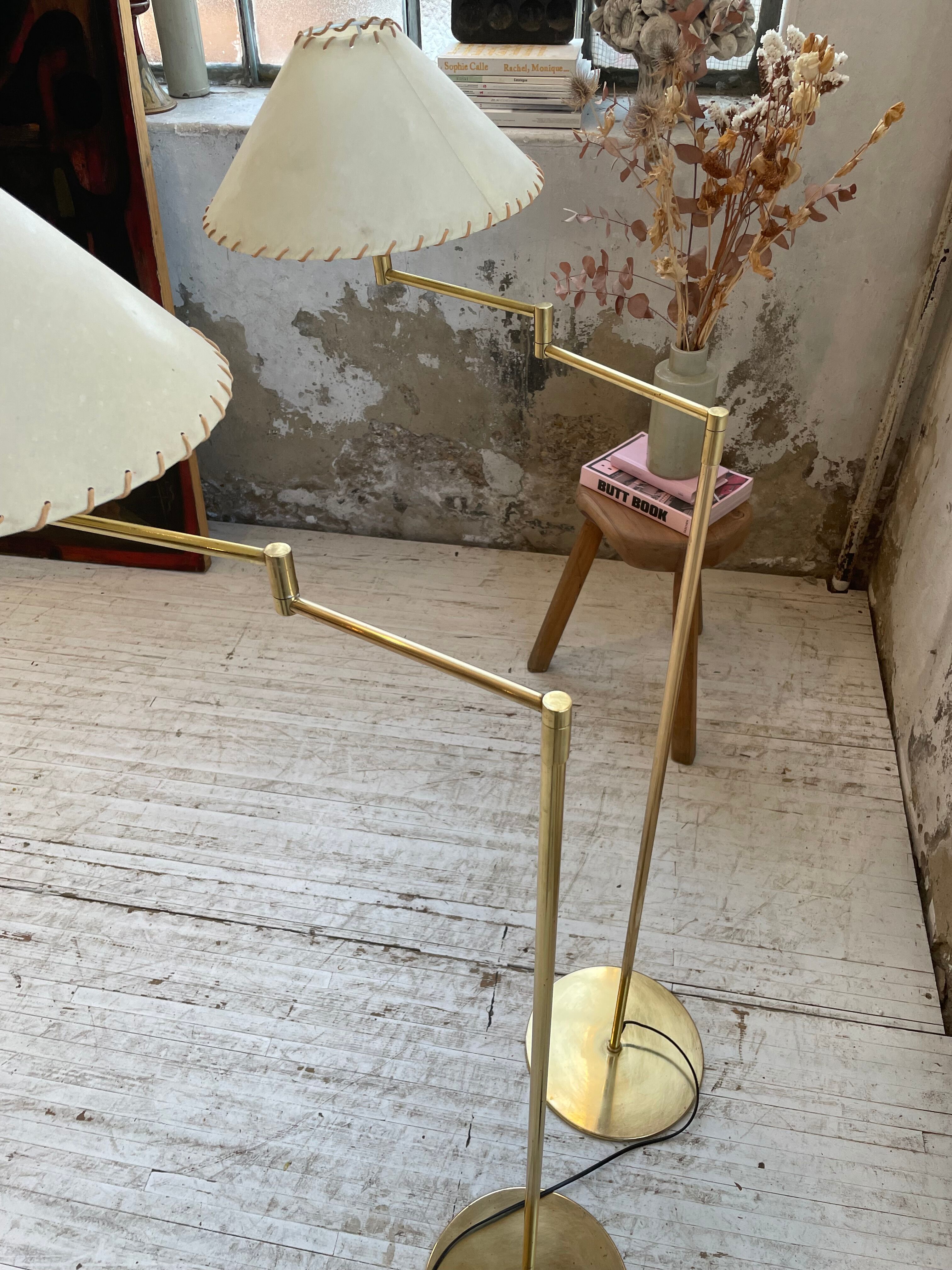 Pair of SCE floor lamps articulated brass 70s